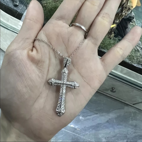 New Luxury Cross 925 Silver Diamond Necklace - Picture 9 of 14
